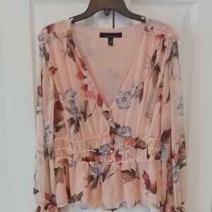White House Black Market Ruffled Blouse. SIZE L